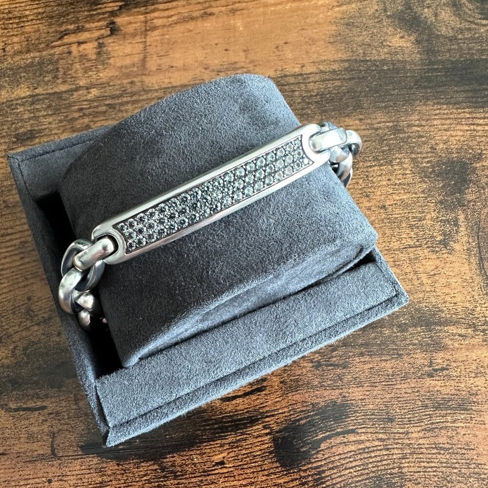 David Yurman Streamline ID Bracelet w/ Color Change Garnets - 8.75" - RARE